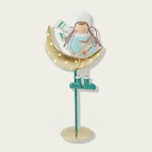 Decorazione Luna 48 Cm In Metallo Con Led