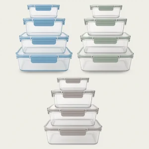Set 4 Contenitori Rettangolari Fresco Box Con Coperchio In Plastica