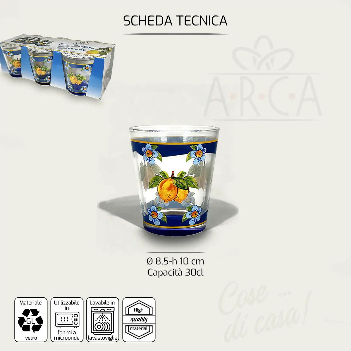 Set 6 Bicchieri La Costiera Agrumi In Vetro 30Cl - immagine 3