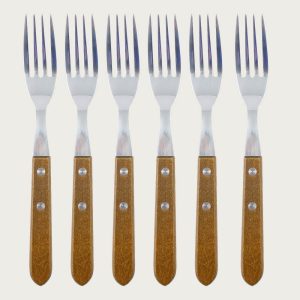 Set 6 Forchette Con Manico In Legno
