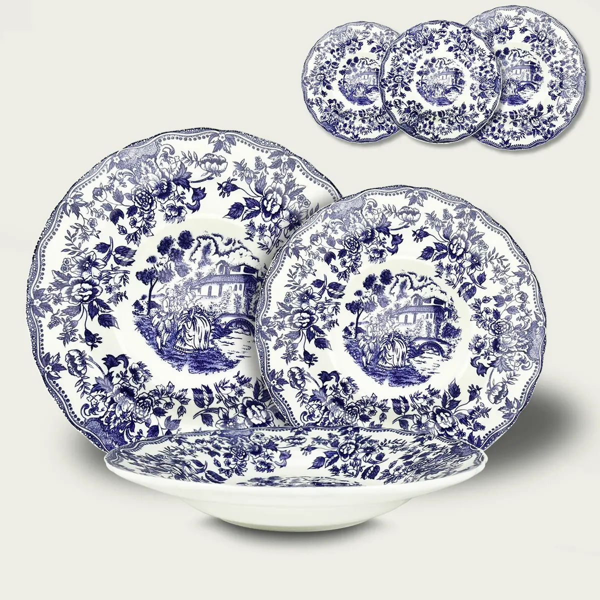 Piatti Linea Inglese Blu In Porcellana - immagine 2