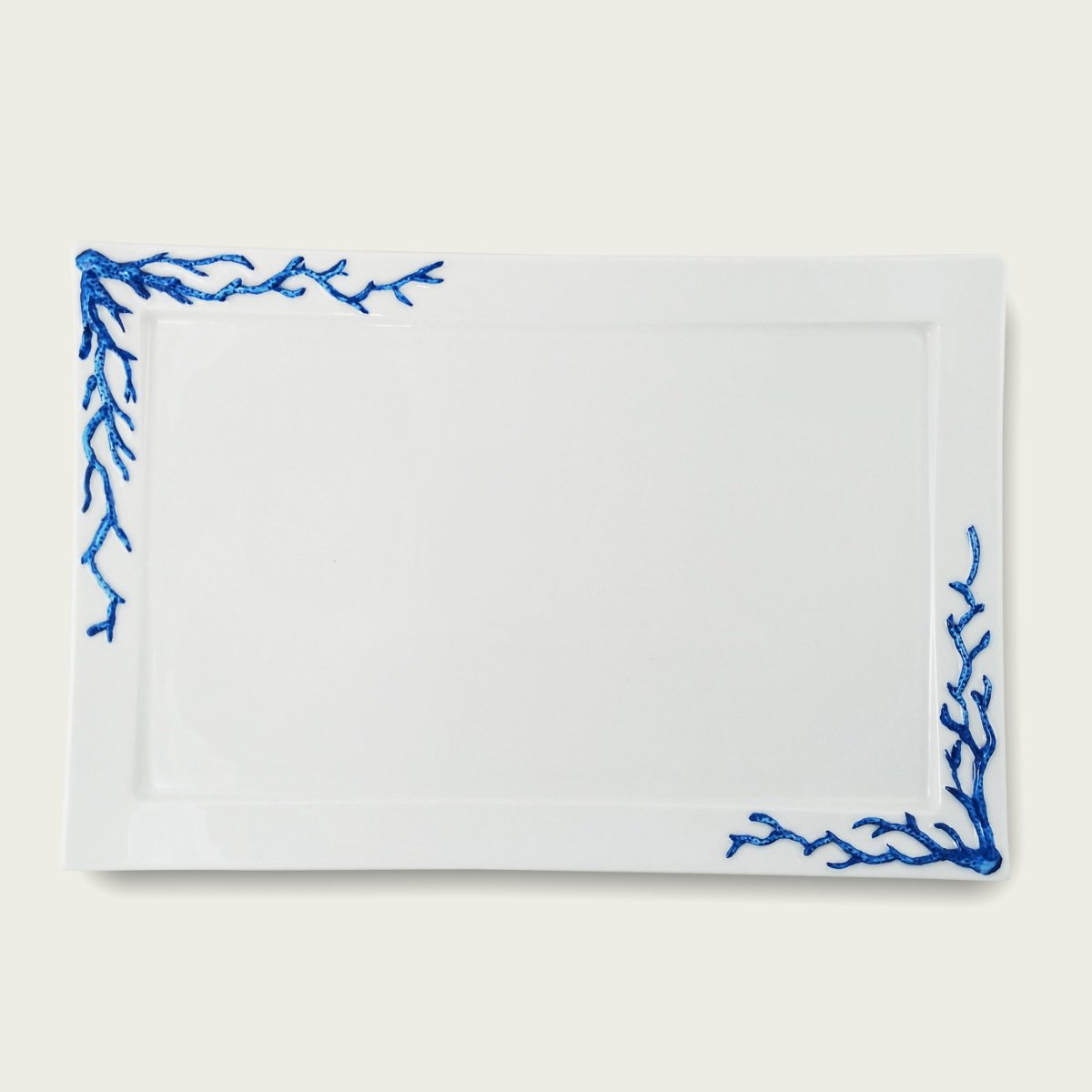 Vassoio Rettangolare In Porcellana Fantasia Coral Blu - immagine 2