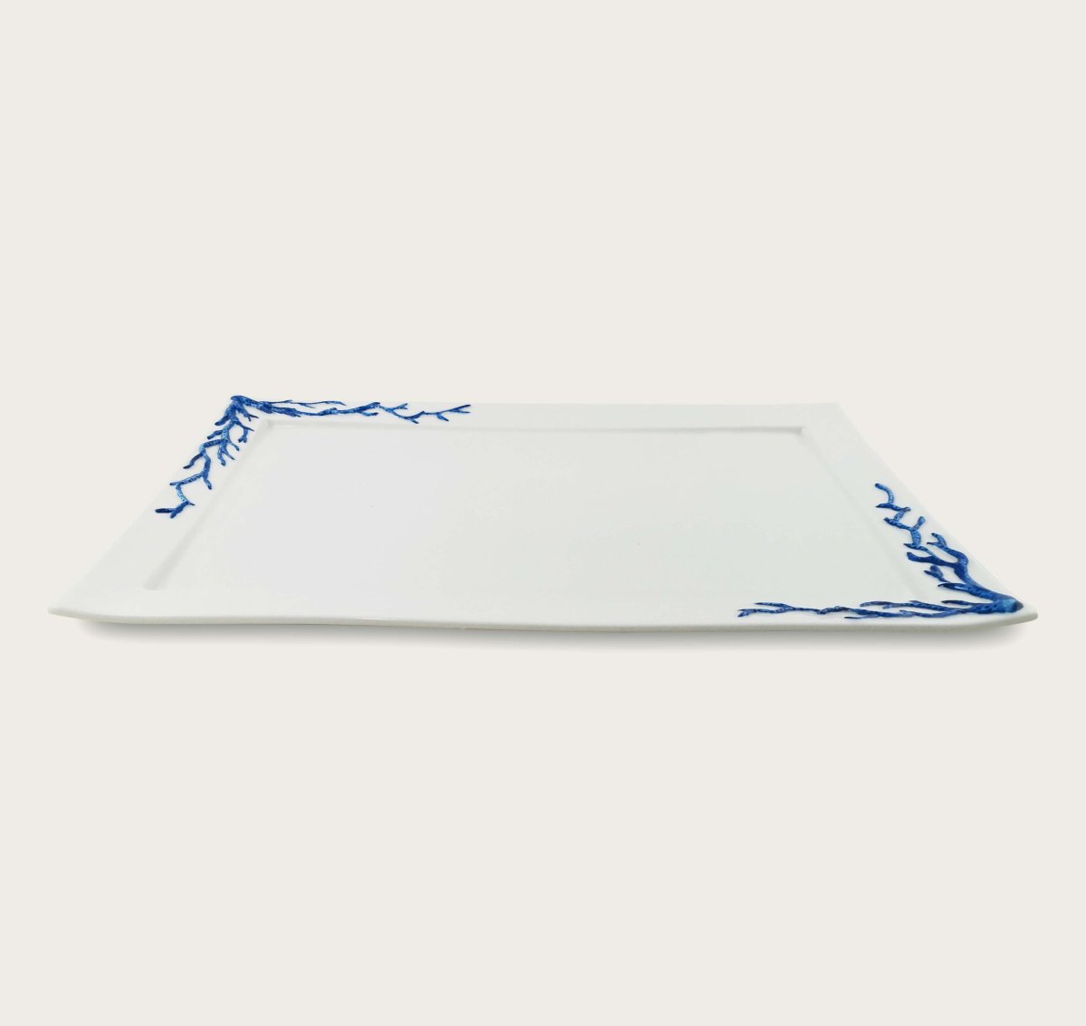Vassoio Rettangolare In Porcellana Fantasia Coral Blu - immagine 3