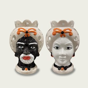Lampada Testa Di Moro Arancio In Ceramica