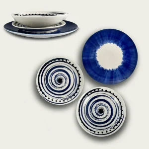 Piatto Apulia Spirale Blu In Porcellana