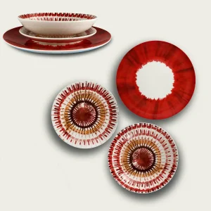 Piatto Apulia Raggio Rosso In Porcellana