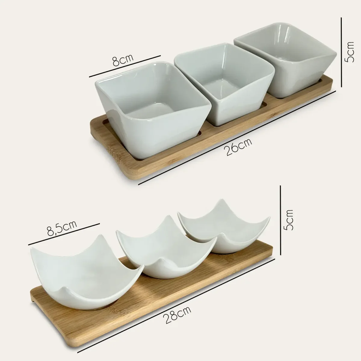 Set 3 Ciotole Con Vassoio Elegant