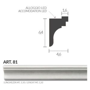 Cornice per led in gesso illuminazione indiretta da parete Art.81