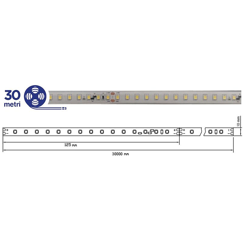 Ledco sl120 striscia led monocolore 2835 30 metri 8 W/M 48V 120 Led/M ip68 - immagine 6