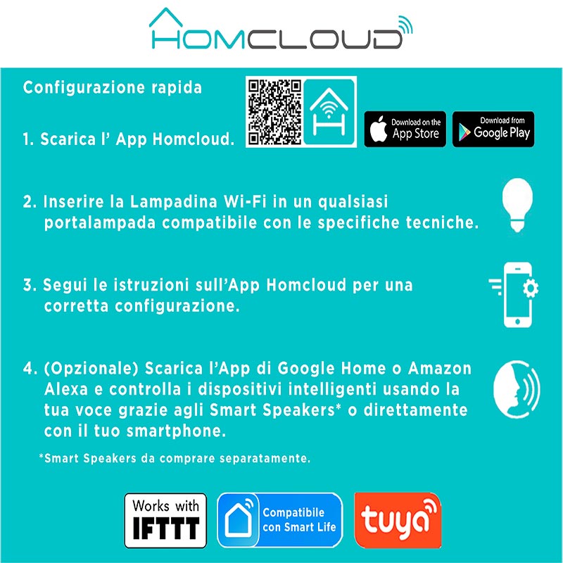 Lampadina Wi-Fi Bianco CCT E27 A60 dimmerabile – Homcloud - immagine 5