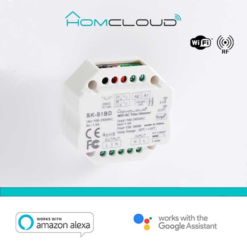 Modulo Smart Dimmer 220V AC Triac 1CHx1.5A Wi-Fi+RF 2.4G – Homcloud - immagine 2