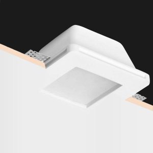 Porta faretto da incasso in gesso a scomparsa quadrato con vetro per faretti CSF080 Art.41
