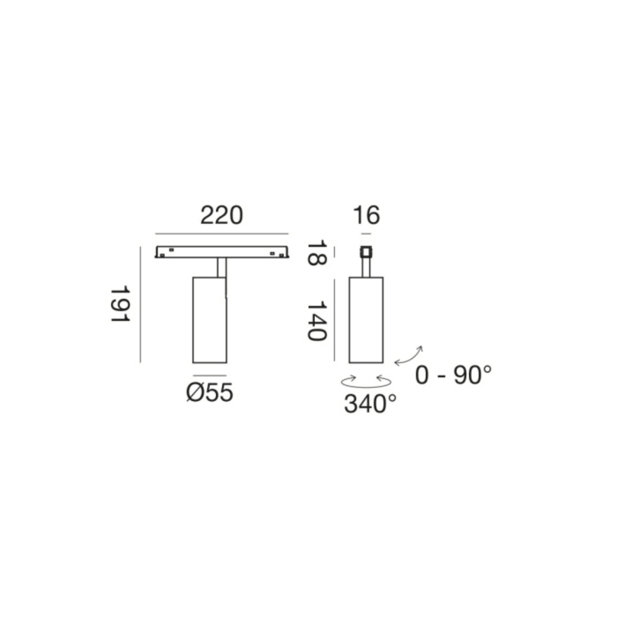 Proiettore orientabile non dimmerabile per binario 48V LED 18W – Gea Led - immagine 3