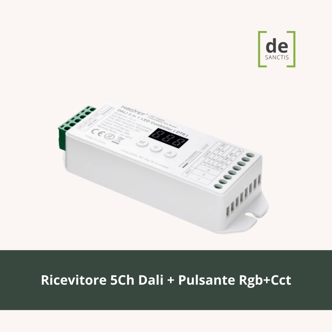 Ricevitore 5Ch Dali + Pulsante Rgb+Cct 12/24V 20A – Mi-Light – de Sanctis Light & Design - immagine 2