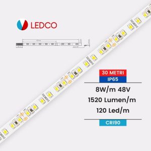 Ledco sl120 striscia led monocolore 2835 30 metri 8 W/M 48V 120 Led/M ip68
