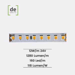 Striscia led monocolore 2835 12W/M 24V 160 Led/m IP20 – De Sanctis Light & Design