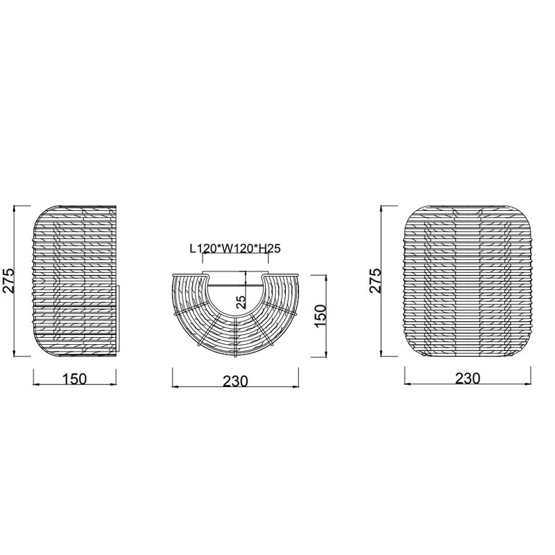Applique Led Runa in metallo con diffusore in sisal L. 23cm H. 27cm E27- Trio Lighting - immagine 6