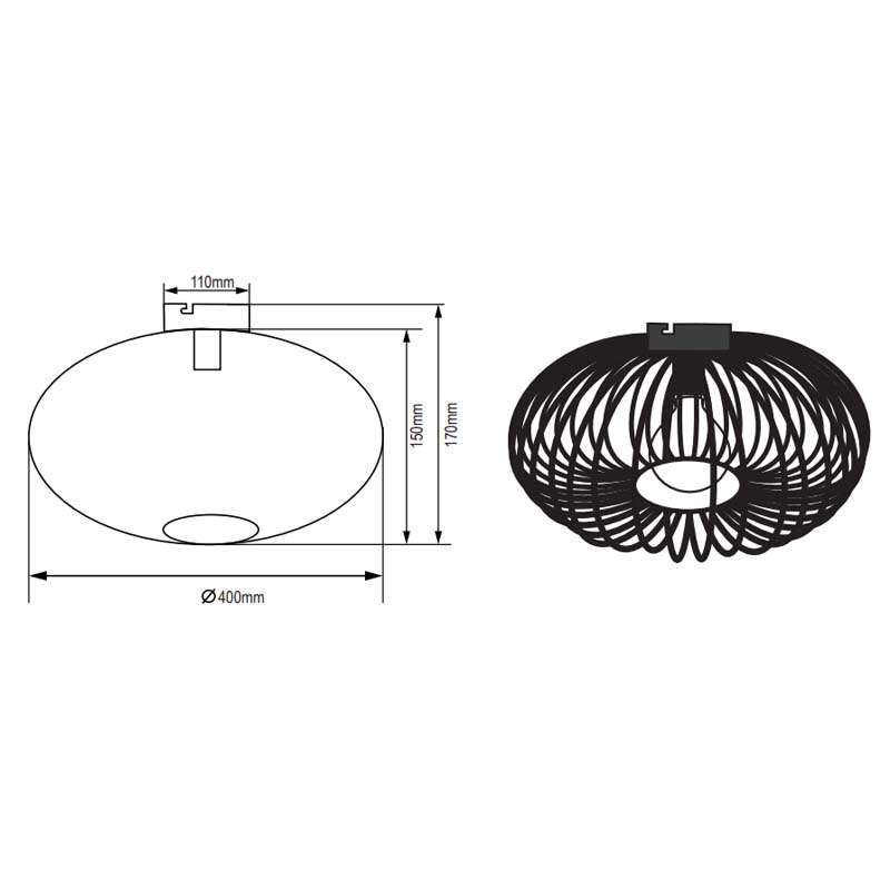 Plafoniera Led ellisse E27 Johann diametro 50/40/30cm – Trio Lighting - immagine 6