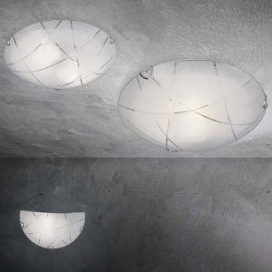 Plafoniera-Applique Led Sandrina in vetro con righe trasparenti D.40/30 cm E27 – Trio Lighting