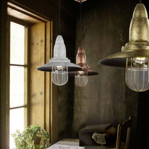 Lampada a sospensione Led Fisherman in metallo anticato D. 32cm H. 150cm E27- Trio Lighting