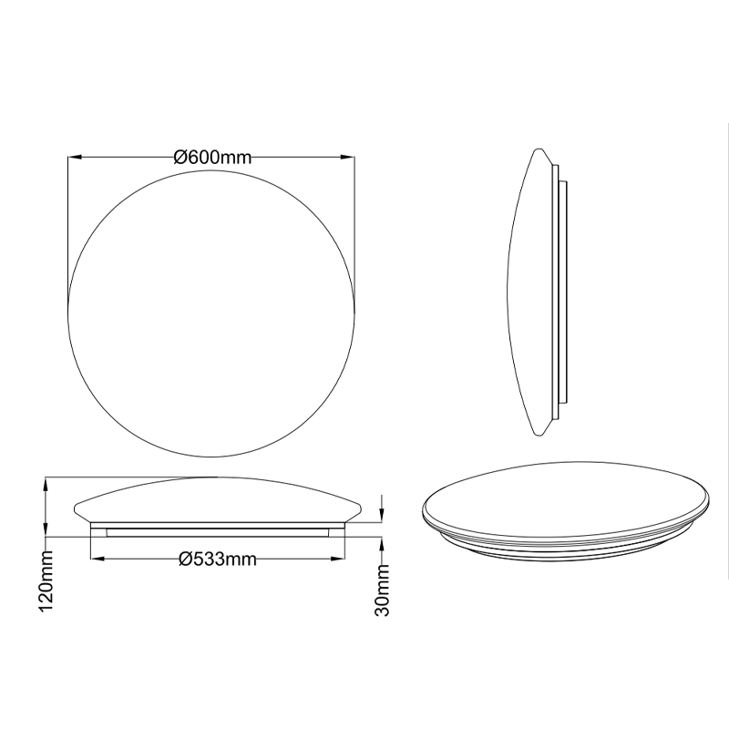 Plafoniera-Applique Led Lunar rotonda con fasi lunari regolabili con telecomando multifunzione 40/22W D. 60/40 cm- Trio Lighting - immagine 3